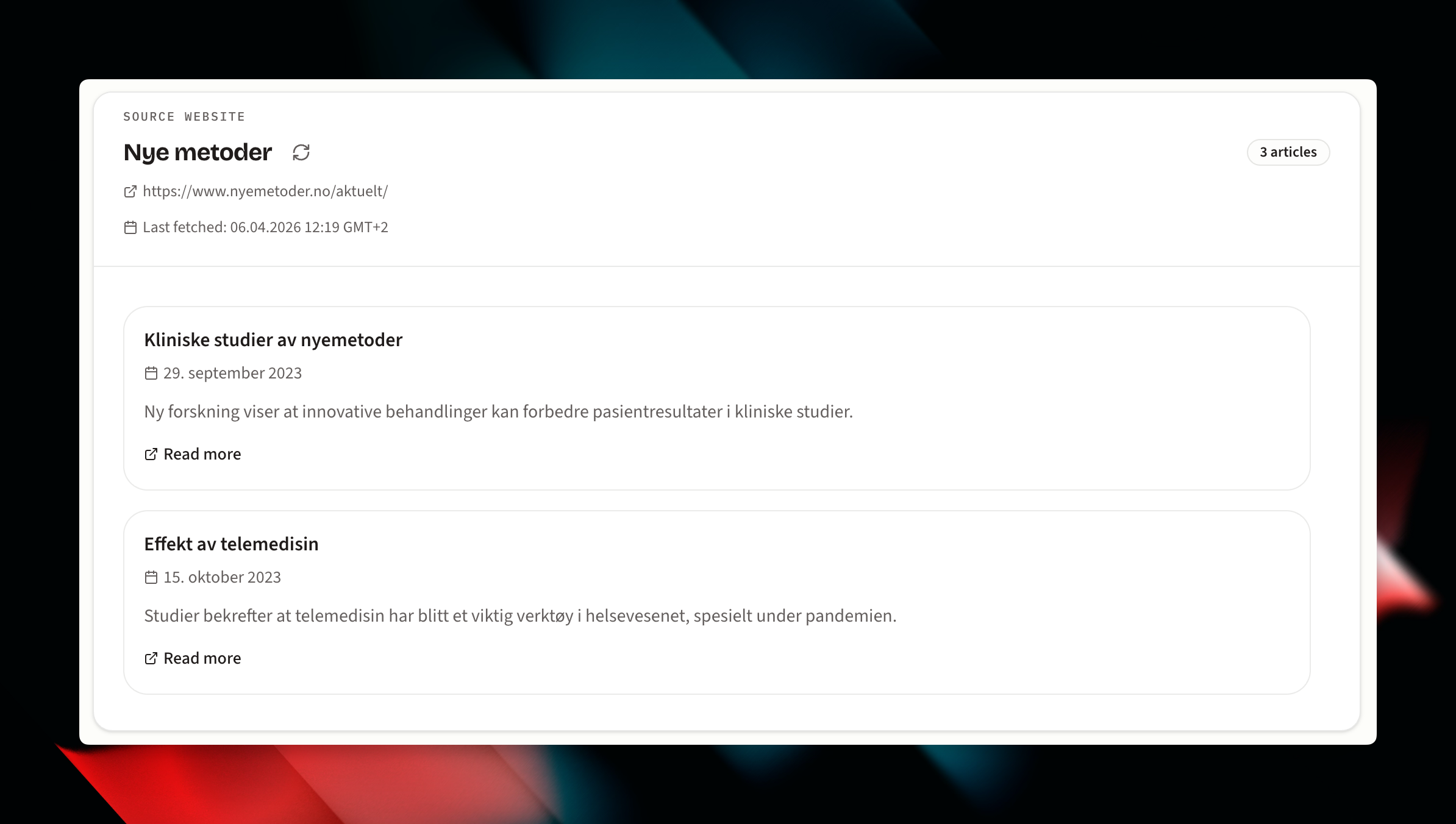 Preview of Sykepleien News Aggregator Item