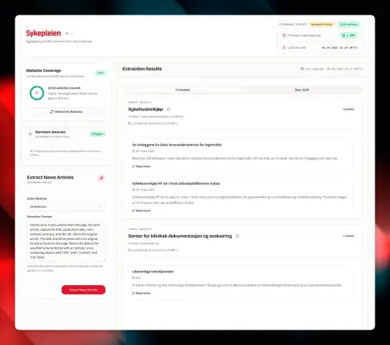 Preview of Sykepleien News Aggregator